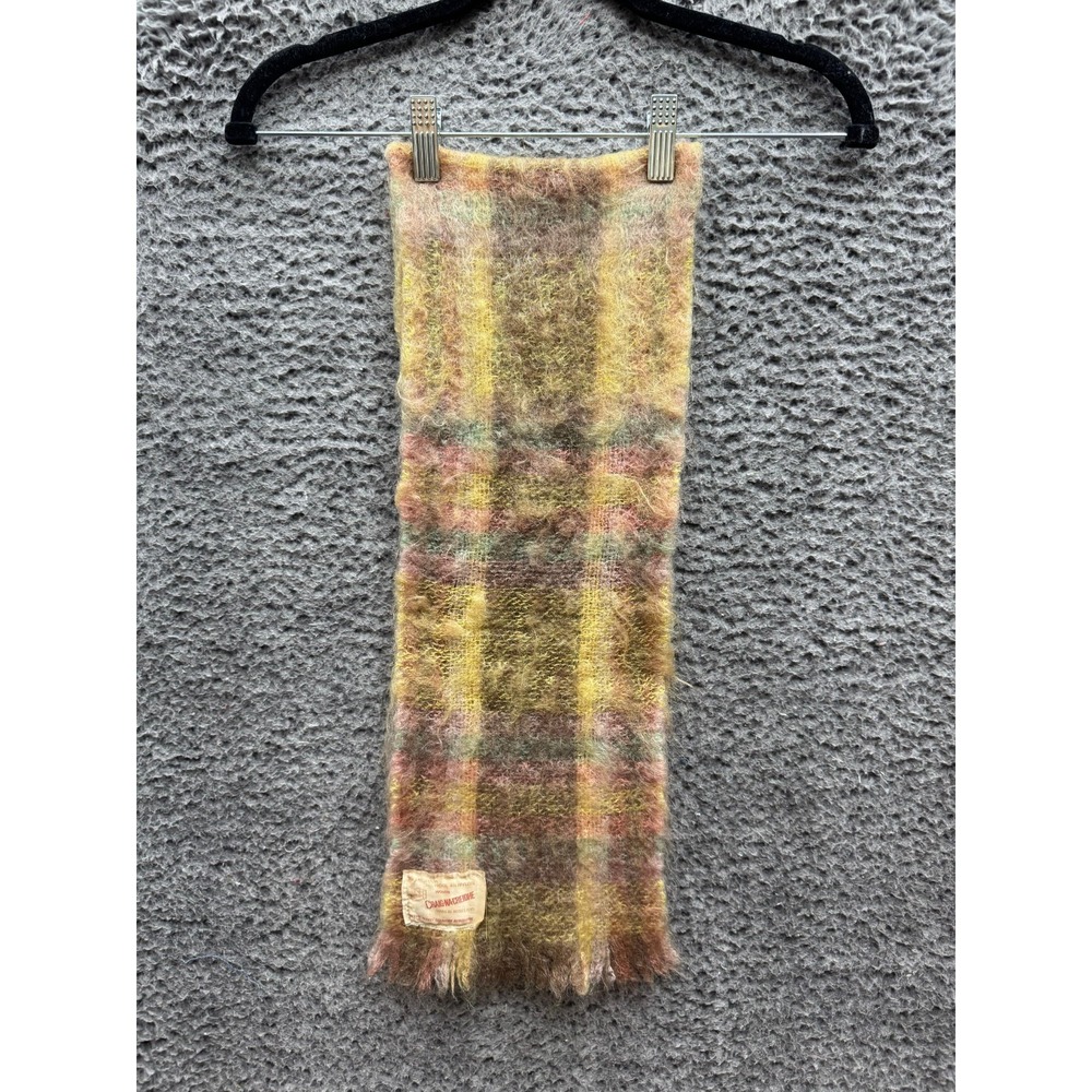 Vintage Craig-Na-Creidhe Scotland Mohair Wool Blend Plaid Woven Scarf Multicolor